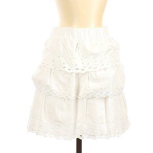 J. Crew tiered eyelet lace mini skirt white lined sz 0 EUC
